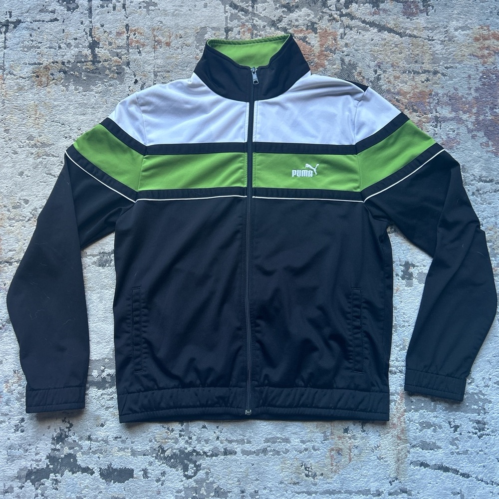 Y2K Puma Green stripe Track Jacket